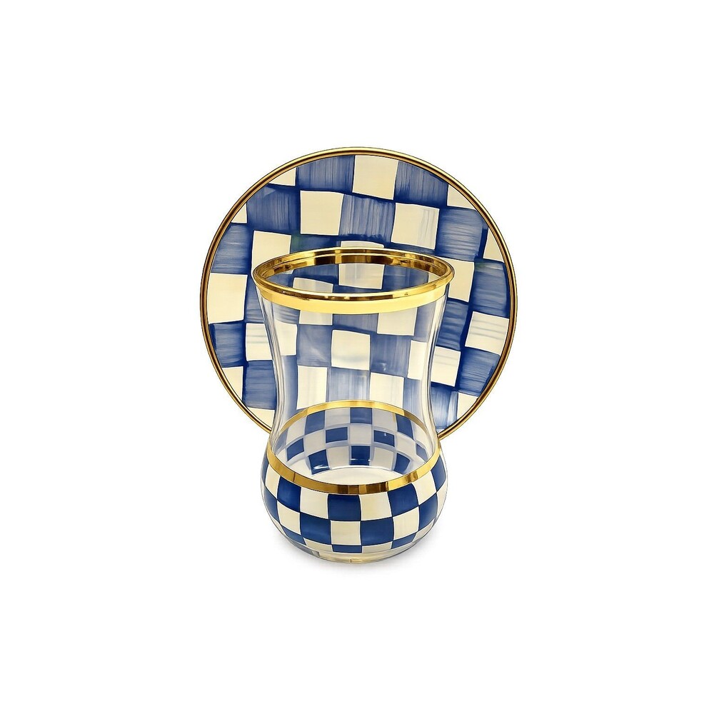 NEW MacKenzie Child Royal Check Tea Glass set 2pcs   *New